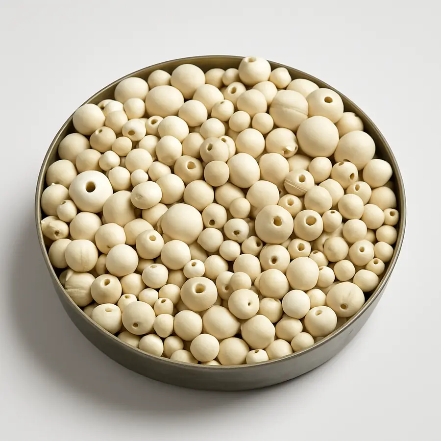 korálky dřevěné přírodní - (NEMOŘENÉ), směs 500 g
